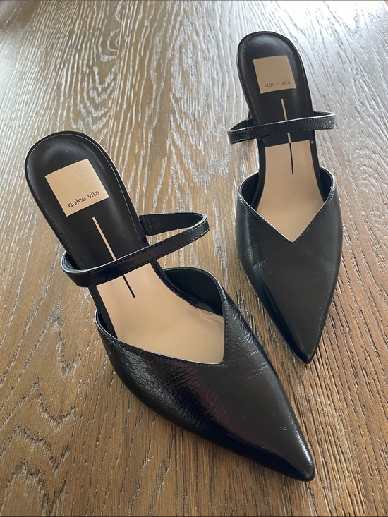 Dolce Vita Shoes - Dolce Vita Kanika heels, black crinkle patent leather, Size 8.5, Worn two times.